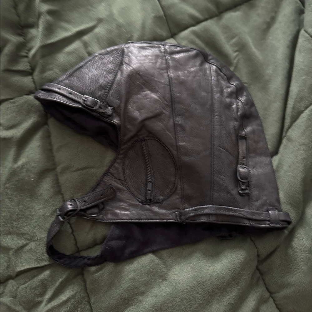 Source Unknown Black Leather Aviator Hat